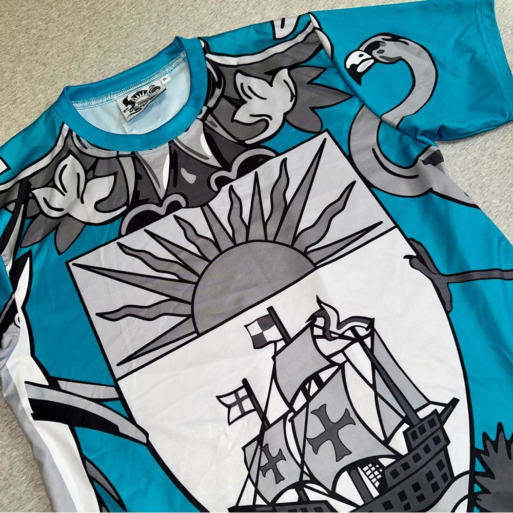 Bahari Bahamas 73 Independence Jersey XL Teal Blue Coat of Arms Soccer Shirt